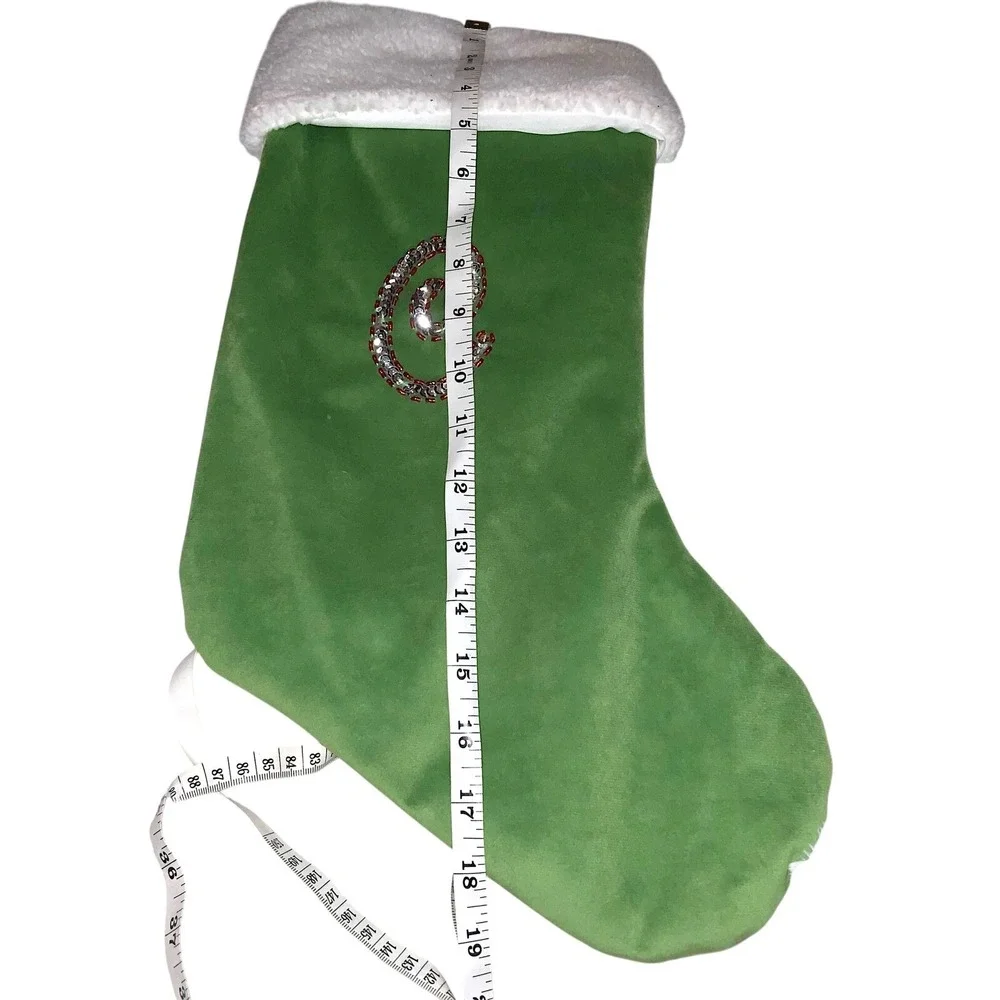 Target Green Christmas Stocking Monogram Letter C Sequin Bead Initial Plush 2011